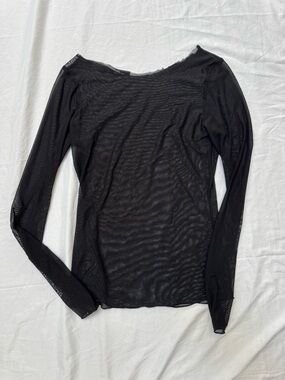 Black Sheer Long-Sleeve Top - Unbranded